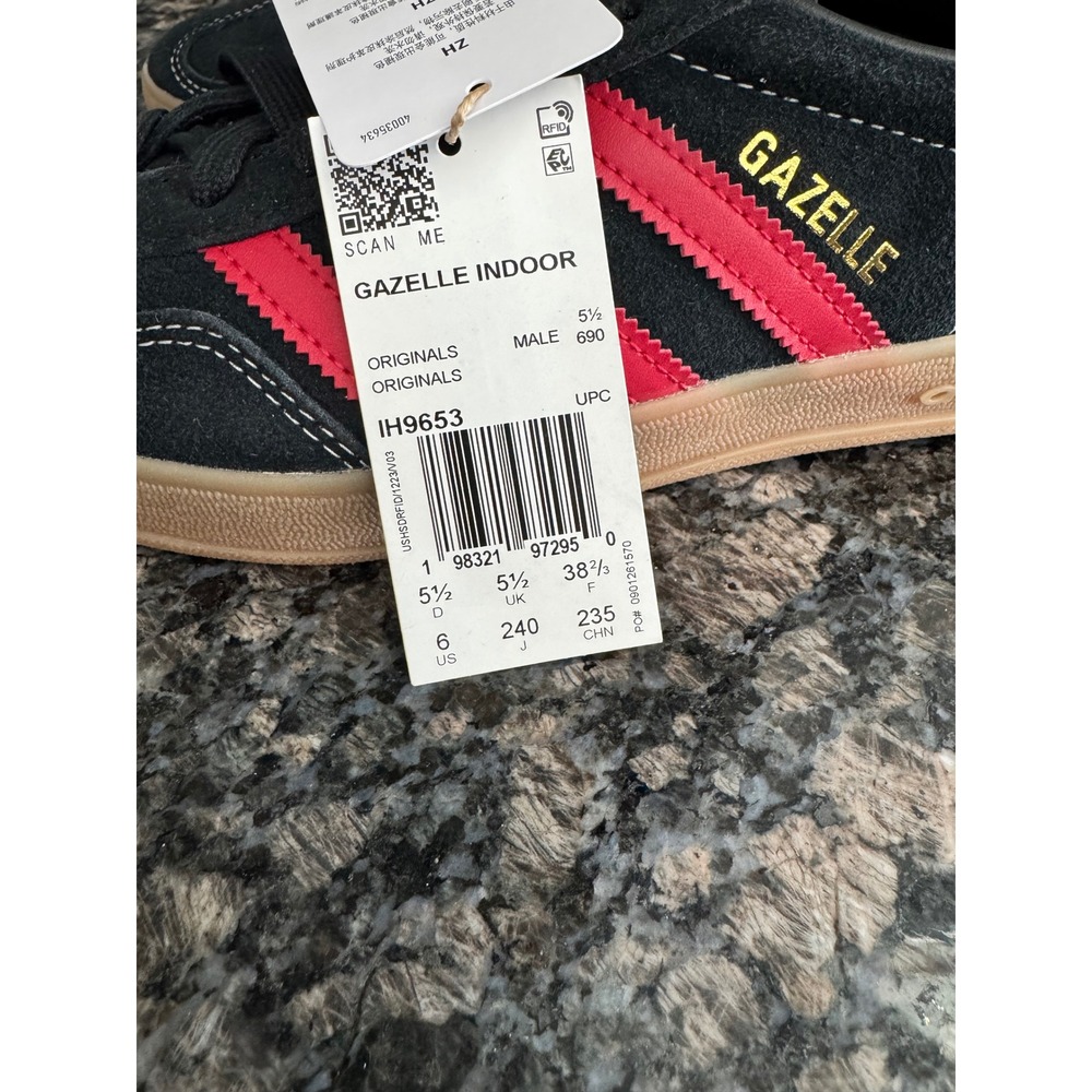 Adidas Gazelle Indoor Core Black Better Scarlet Gum IH9653‎ Mens Sneakers 6 - Picture 2 of 6